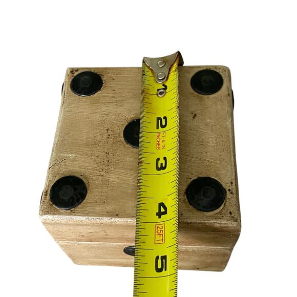 UNIQUE Sanibel Home Wooden DICE BOX Trinket Jewelry 4" Storage - Made in India - Picture 7 of 8